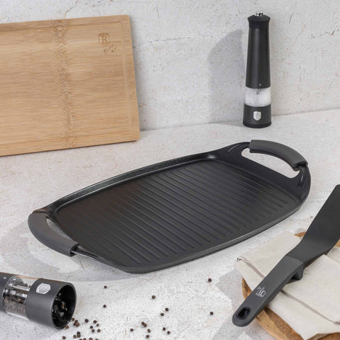  BH/8137, Plancha de asar 47cm, Antracita Mate, plancha de asar, parrilla, mango de silicona, Sartenes, Sartén de asar