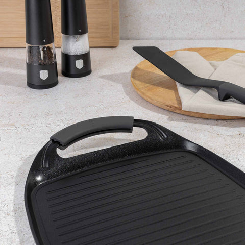  BH/8137, Plancha de asar 47cm, Antracita Mate, plancha de asar, parrilla, mango de silicona, Sartenes, Sartén de asar