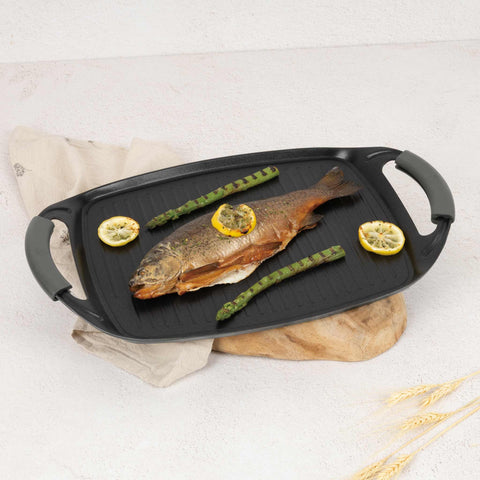  BH/8137, Plancha de asar 47cm, Antracita Mate, plancha de asar, parrilla, mango de silicona, Sartenes, Sartén de asar