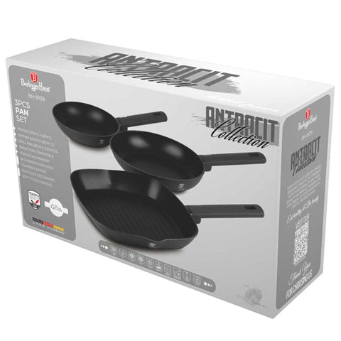  BH/8139, juego de 3 sartenes, antracita mate, juego de 3 sartenes b., sartén, juego de sartenes, sartén, juego de sartenes, sartén para parrilla, utensilios de cocina, cocina, sartenes, juego de sartenes
