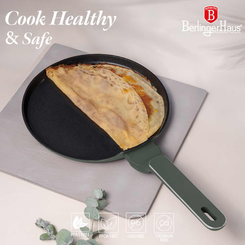 BH/8153, Sartén para panqueques de 25 cm, Verde mate, Sartén para panqueques de 25 cm, Nuevo diseño de mango, Sartén para panqueques, Utensilios de cocina, Cocina, Sartenes, Sartén para crepes/panqueques