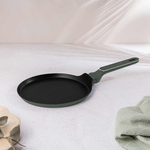 BH/8153, Sartén para panqueques de 25 cm, Verde mate, Sartén para panqueques de 25 cm, Nuevo diseño de mango, Sartén para panqueques, Utensilios de cocina, Cocina, Sartenes, Sartén para crepes/panqueques