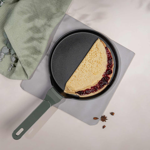BH/8153, Sartén para panqueques de 25 cm, Verde mate, Sartén para panqueques de 25 cm, Nuevo diseño de mango, Sartén para panqueques, Utensilios de cocina, Cocina, Sartenes, Sartén para crepes/panqueques