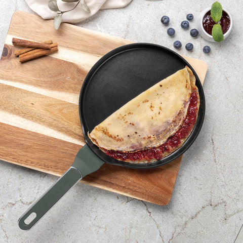 BH/8153, Sartén para panqueques de 25 cm, Verde mate, Sartén para panqueques de 25 cm, Nuevo diseño de mango, Sartén para panqueques, Utensilios de cocina, Cocina, Sartenes, Sartén para crepes/panqueques