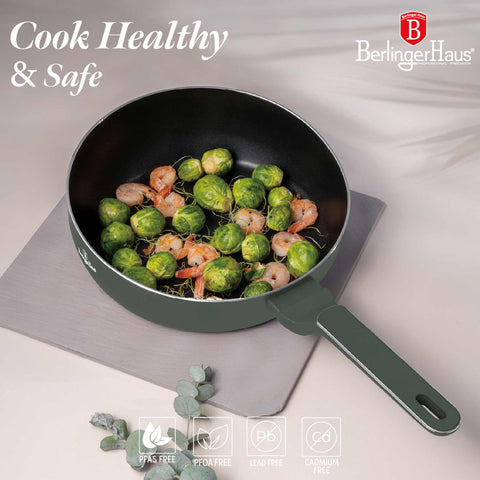 BH/8156, Sartén plegable de 26 cm, Verde mate, Sartén plegable de 26 cm, Nuevo diseño de mango, Sartén, Sartén plegable, Sartén, Batería de cocina, Cocina, Sartenes, Sartén doble