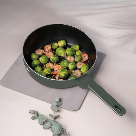 BH/8156, Sartén plegable de 26 cm, Verde mate, Sartén plegable de 26 cm, Nuevo diseño de mango, Sartén, Sartén plegable, Sartén, Batería de cocina, Cocina, Sartenes, Sartén doble