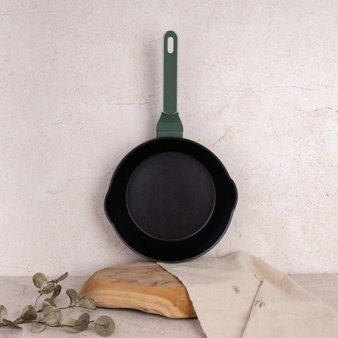  BH/8157, Sartén honda de 2 bocas de 24 cm, Verde Mate, Sartén honda de 24 cm, Nuevo diseño de mango, Sartén, Sartén honda, Sartén, Batería de cocina, Cocina, Sartenes