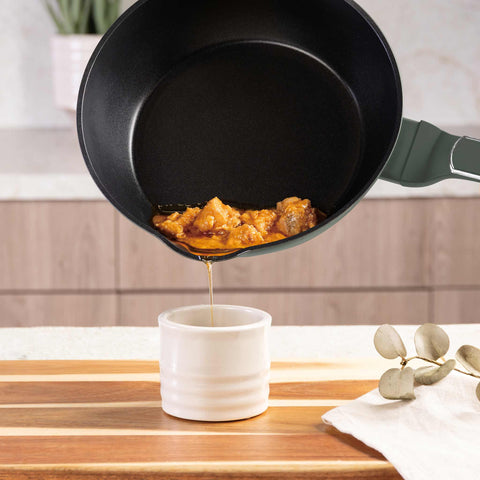  BH/8157, Sartén honda de 2 bocas de 24 cm, Verde Mate, Sartén honda de 24 cm, Nuevo diseño de mango, Sartén, Sartén honda, Sartén, Batería de cocina, Cocina, Sartenes