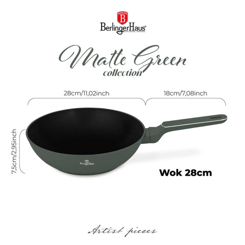  BH/8158,BH/8158N,Wok 28cm,Verde Mate,Wok 28 cm,Nuevo diseño de mango,Wok,Batería de cocina,Cocinar,Sartenes