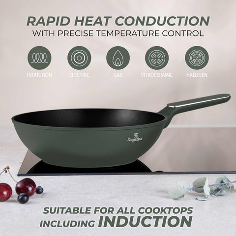  BH/8158,BH/8158N,Wok 28cm,Verde Mate,Wok 28 cm,Nuevo diseño de mango,Wok,Batería de cocina,Cocinar,Sartenes