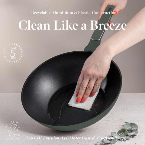  BH/8158,BH/8158N,Wok 28cm,Verde Mate,Wok 28 cm,Nuevo diseño de mango,Wok,Batería de cocina,Cocinar,Sartenes