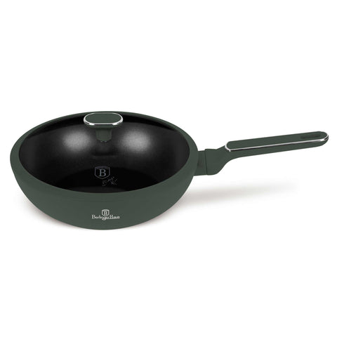  BH/8159, Wok con tapa 28cm, Verde Mate, Wok de 28 cm con tapa, Nuevo diseño de mango, Wok, Wok con tapa, Batería de cocina, Cocinar, Sartenes