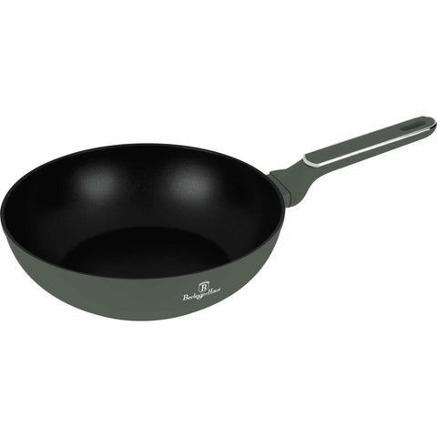  BH/8159, Wok con tapa 28cm, Verde Mate, Wok de 28 cm con tapa, Nuevo diseño de mango, Wok, Wok con tapa, Batería de cocina, Cocinar, Sartenes
