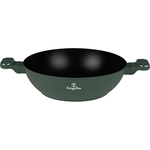 BH/8160, Wok con tapa 30cm, Verde Mate, Wok 30 cm con tapa, nuevo diseño de mango, Wok, Wok con tapa, Batería de cocina, Cocinar, Sartenes