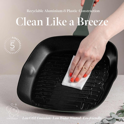  BH/8161, Sartén grill 28cm, Verde mate, Sartén grill 28 cm, Nuevo diseño de mango, Sartén, Sartén grill, Batería de cocina, Cocina, Sartenes