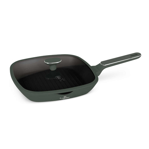  BH/8162, Sartén grill con tapa 28cm, Verde Mate, Sartén grill 28 cm con tapa, Nuevo diseño de mango, Sartén, Sartén, Sartén grill, Sartén grill con tapa, Batería de cocina, Cocina, Sartenes