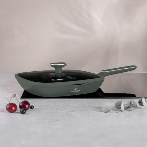  BH/8162, Sartén grill con tapa 28cm, Verde Mate, Sartén grill 28 cm con tapa, Nuevo diseño de mango, Sartén, Sartén, Sartén grill, Sartén grill con tapa, Batería de cocina, Cocina, Sartenes