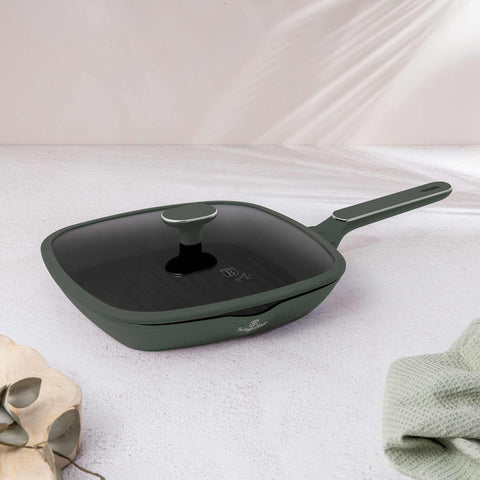  BH/8162, Sartén grill con tapa 28cm, Verde Mate, Sartén grill 28 cm con tapa, Nuevo diseño de mango, Sartén, Sartén, Sartén grill, Sartén grill con tapa, Batería de cocina, Cocina, Sartenes