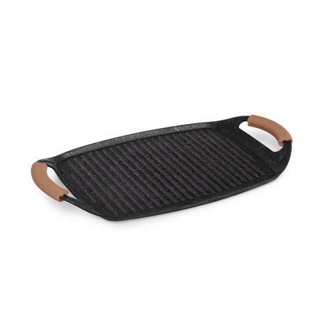  BH/8164, Plancha para asar 47 cm, Oro rosa, plancha para asar, parrilla, mango de silicona, sartenes, sartén para asar