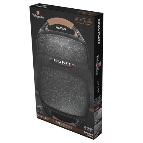  BH/8164, Plancha para asar 47 cm, Oro rosa, plancha para asar, parrilla, mango de silicona, sartenes, sartén para asar