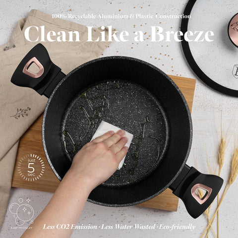  BH/8165, BH/1642N, BH/8358, Cacerola con tapa de 24 cm, Negro, Oro rosa, Cacerola de 24 cm, Cacerola, Olla, Cacerola con tapa, Batería de cocina, Cocina, Ollas y cazuelas