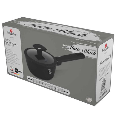 BH/8175, Cacerola con tapa 16cm, Negra, Plateada, Cacerola 16 cm b., Cacerola, Cacerola con tapa, Batería de cocina, Cocina, Ollas y cazuelas, Cacerola