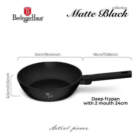  BH/8177, Sartén honda con 2 bocas 24cm, Negro, Plateado, Sartén honda 24 cm, Sartén, Sartén honda, Sartén, Batería de cocina, Cocina, Sartenes