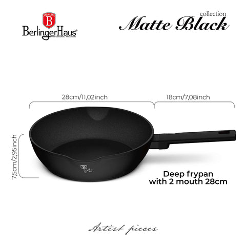  BH/8178, Sartén honda de 2 bocas de 28 cm, Negra, Plateada, Sartén honda de 28 cm, Sartén, Sartén honda, Sartén, Utensilios de cocina, Cocina, Sartenes