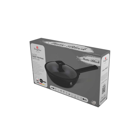  BH/8179,BH/8179N,Sartén honda con tapa 24cm,Negro,Plateado,Sartén honda 24 cm,sartén,sartén honda,sartén honda con tapa,sartén,utensilios de cocina,cocinar,Sartenes