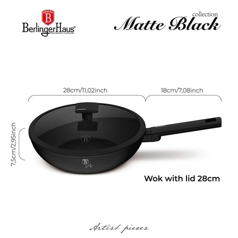 BH/8181, Wok con tapa 28cm, Negro, Plateado, Wok 28 cm con tapa, Wok, Wok con tapa, Batería de cocina, Cocina, Sartenes