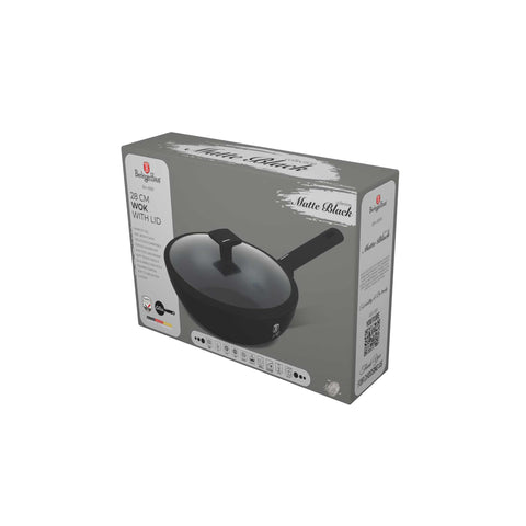 wok, wok con tapa, batería de cocina, cocinar,wok 28 cm,negro mate,NUEVO,BH/8181