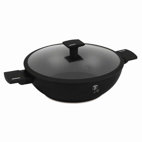 wok, wok con tapa, utensilios de cocina, cocinar,wok de 30 cm con tapa,negro mate,NUEVO,BH/8182