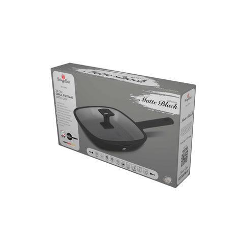  BH/8184, Sartén grill con tapa 28cm, Negro, Plateado, Sartén grill 28 cm con tapa, Sartén, Sartén grill, Sartén grill con tapa, Batería de cocina, Cocina, Sartenes