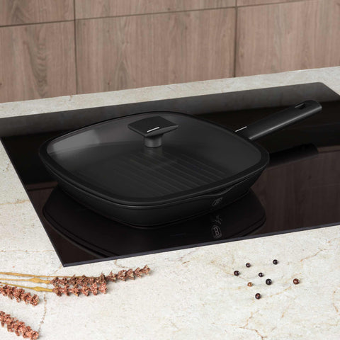  BH/8184, Sartén grill con tapa 28cm, Negro, Plateado, Sartén grill 28 cm con tapa, Sartén, Sartén grill, Sartén grill con tapa, Batería de cocina, Cocina, Sartenes