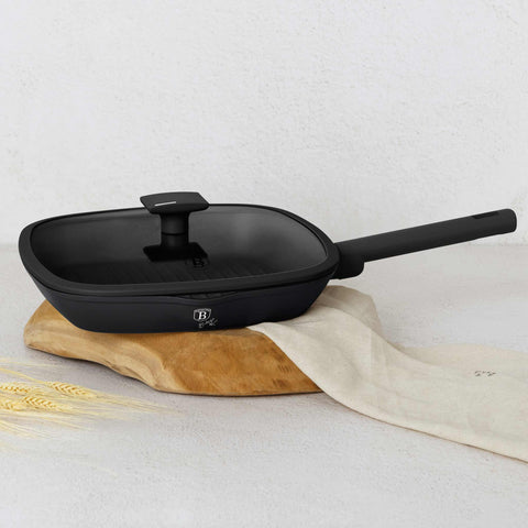  BH/8184, Sartén grill con tapa 28cm, Negro, Plateado, Sartén grill 28 cm con tapa, Sartén, Sartén grill, Sartén grill con tapa, Batería de cocina, Cocina, Sartenes