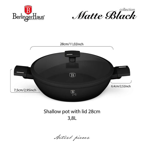 Marmite basse avec couvercle 28cm