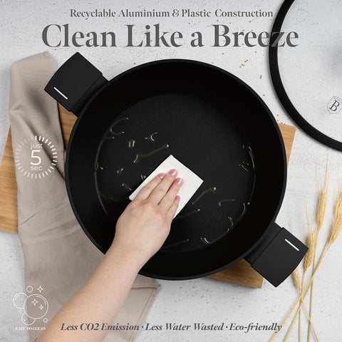  BH/8186, Olla baja con tapa de 30 cm, Negro, Plateado, Olla baja de 30 cm, Olla baja, Olla baja con tapa, Olla, Utensilios de cocina, Cocina, Ollas y cazuelas