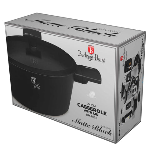 BH/8188,BH/8188N,Cacerola con tapa 24cm,Negro,Plateado,Cacerola 24 cm,Cacerola,Olla,Cacerola con tapa,Utensilios de cocina,Cocina,Ollas y cazuelas