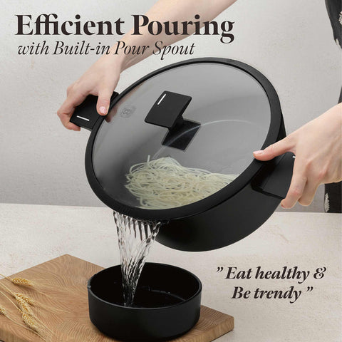  BH/8189, Cacerola con tapa 28cm, Negro, Plateado, Cacerola 28 cm, Cacerola, Olla, Cacerola con tapa, Batería de cocina, Cocina, Ollas y cazuelas