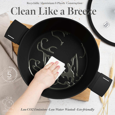  BH/8189, Cacerola con tapa 28cm, Negro, Plateado, Cacerola 28 cm, Cacerola, Olla, Cacerola con tapa, Batería de cocina, Cocina, Ollas y cazuelas