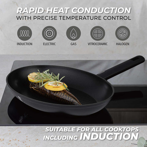 BH/8191, Sartén para pescado 35x25cm, Negra, Plateada, Sartén para pescado, Sartén para parrilla, Sartén, Sartenes