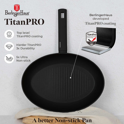 BH/8191, Sartén para pescado 35x25cm, Negra, Plateada, Sartén para pescado, Sartén para parrilla, Sartén, Sartenes