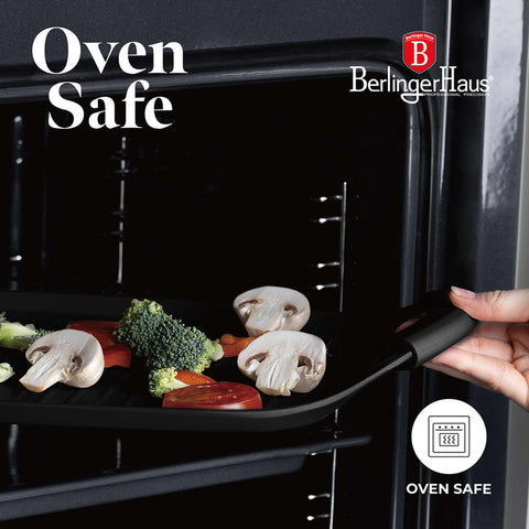  BH/8194, Plancha de parrilla 47cm, Negro mate, plancha de parrilla, parrilla, mango de silicona, Sartenes, Sartén de parrilla