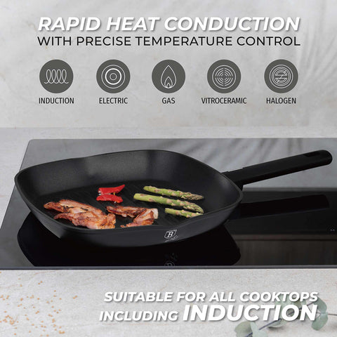  BH/8196, juego de 3 sartenes, negro, plateado, juego de 3 sartenes b., sartén, juego de sartenes, sartén, juego de sartenes, sartén para parrilla, utensilios de cocina, cocina, sartenes, juego de sartenes