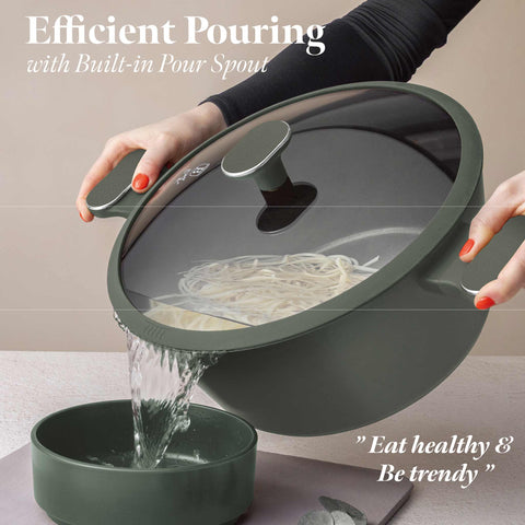  BH/8202, Cacerola con tapa 28cm, Verde Mate, Cacerola de 28 cm, Nuevo diseño de mango, Cacerola, Olla, Cacerola con tapa, Batería de cocina, Cocina, Ollas y cazuelas