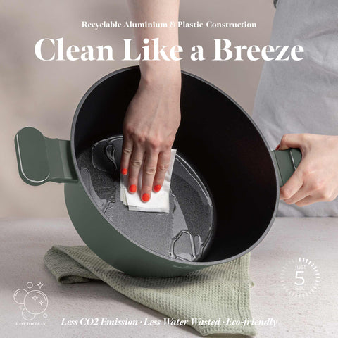  BH/8202, Cacerola con tapa 28cm, Verde Mate, Cacerola de 28 cm, Nuevo diseño de mango, Cacerola, Olla, Cacerola con tapa, Batería de cocina, Cocina, Ollas y cazuelas