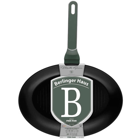  BH/8203, Sartén para pescado 35x25cm, Verde Mate, Sartén para pescado, Nuevo diseño de mango, Sartén para parrilla, Sartén, Sartenes