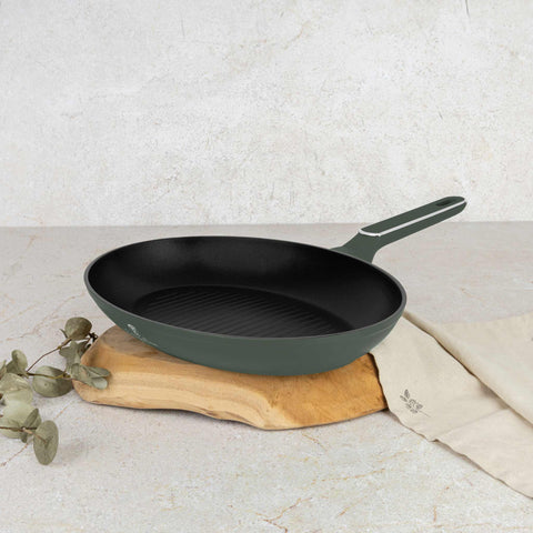 BH/8203, Sartén para pescado 35x25cm, Verde Mate, Sartén para pescado, Nuevo diseño de mango, Sartén para parrilla, Sartén, Sartenes
