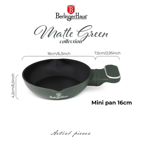  BH/8205, Mini sartén 16 cm, Verde mate, Mini sartén 16 cm, Nuevo diseño de mango, Mini sartén, Sartén, Batería de cocina, Cocina, Sartenes
