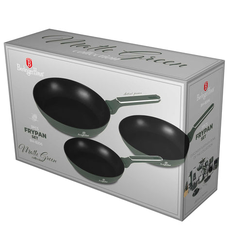  BH/8206, juego de 3 sartenes, verde mate, juego de 3 sartenes a., nuevo diseño de mango, sartén, juego de sartenes, sartén, juego de sartenes, utensilios de cocina, cocina, sartenes, juego de sartenes